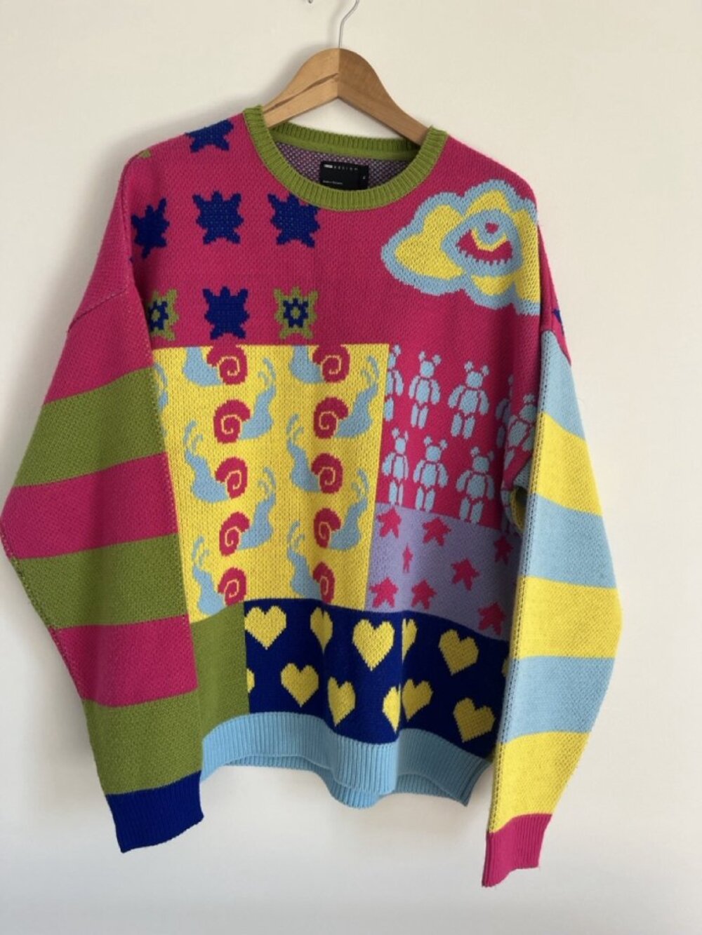 ASOS DESIGN Patchwork Knit Sweater Multi XL Y2K